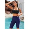 imageGRAPENT Swim Shorts Women High Waisted Cutout Beach Long Board Shorts Swimwear 11 Inseam Short Swim Pants Bottom OnlyNavy Blue