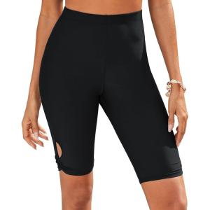 imageGRAPENT Swim Shorts Women High Waisted Cutout Beach Long Board Shorts Swimwear 11 Inseam Short Swim Pants Bottom OnlyBlack