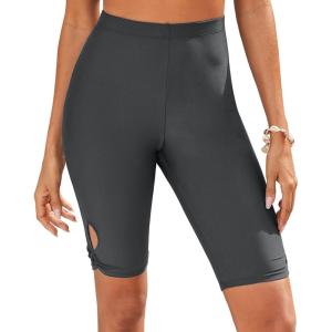 imageGRAPENT Swim Shorts Women High Waisted Cutout Beach Long Board Shorts Swimwear 11 Inseam Short Swim Pants Bottom OnlyGrey