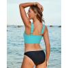 imageGRAPENT Bikini Top for Women Color Block U Hook Padded Adjustable Straps Bathing Suit Swim Tops Only Beach Resort WearAqua Blue