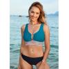 imageGRAPENT Bikini Top for Women Color Block U Hook Padded Adjustable Straps Bathing Suit Swim Tops Only Beach Resort WearDeep Lagoon