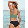 imageGRAPENT Bikini Top for Women Color Block U Hook Padded Adjustable Straps Bathing Suit Swim Tops Only Beach Resort WearIceberg Green