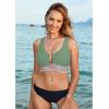 imageGRAPENT Bikini Top for Women Color Block U Hook Padded Adjustable Straps Bathing Suit Swim Tops Only Beach Resort WearIceberg Green