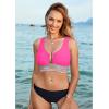 imageGRAPENT Bikini Top for Women Color Block U Hook Padded Adjustable Straps Bathing Suit Swim Tops Only Beach Resort WearNeon Pink