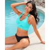 imageGRAPENT Bikini Tops for Women Twist Front Ruched Bathing Suit Adjustable Crisscross Back Cropped Tankini Swim Top OnlyAqua Blue