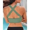 imageGRAPENT Bikini Tops for Women Twist Front Ruched Bathing Suit Adjustable Crisscross Back Cropped Tankini Swim Top OnlyArmy Green