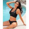imageGRAPENT Bikini Tops for Women Twist Front Ruched Bathing Suit Adjustable Crisscross Back Cropped Tankini Swim Top OnlyBlack