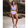 imageGRAPENT Bikini Tops for Women Twist Front Ruched Bathing Suit Adjustable Crisscross Back Cropped Tankini Swim Top OnlyLavender