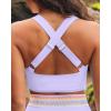 imageGRAPENT Bikini Tops for Women Twist Front Ruched Bathing Suit Adjustable Crisscross Back Cropped Tankini Swim Top OnlyLavender