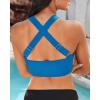imageGRAPENT Bikini Tops for Women Twist Front Ruched Bathing Suit Adjustable Crisscross Back Cropped Tankini Swim Top OnlyMykonos Blue