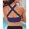 imageGRAPENT Bikini Tops for Women Twist Front Ruched Bathing Suit Adjustable Crisscross Back Cropped Tankini Swim Top OnlyNavy Blue