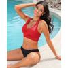 imageGRAPENT Bikini Tops for Women Twist Front Ruched Bathing Suit Adjustable Crisscross Back Cropped Tankini Swim Top OnlyRed