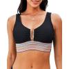 imageGRAPENT Bikini Top for Women Color Block U Hook Padded Adjustable Straps Bathing Suit Swim Tops Only Beach Resort WearBlack