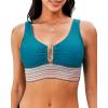 imageGRAPENT Bikini Top for Women Color Block U Hook Padded Adjustable Straps Bathing Suit Swim Tops Only Beach Resort WearDeep Lagoon