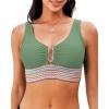 imageGRAPENT Bikini Top for Women Color Block U Hook Padded Adjustable Straps Bathing Suit Swim Tops Only Beach Resort WearIceberg Green