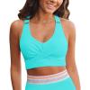 imageGRAPENT Bikini Tops for Women Twist Front Ruched Bathing Suit Adjustable Crisscross Back Cropped Tankini Swim Top OnlyAqua Blue