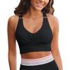 imageGRAPENT Bikini Tops for Women Twist Front Ruched Bathing Suit Adjustable Crisscross Back Cropped Tankini Swim Top OnlyBlack