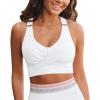 imageGRAPENT Bikini Tops for Women Twist Front Ruched Bathing Suit Adjustable Crisscross Back Cropped Tankini Swim Top OnlyWhite