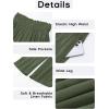 imageGRAPENT Capri Pants for Women High Waisted Wide Leg Linen Palazzo Trousers Pull On Elastic Smock Waist Loose Flowy PantsArmy Green
