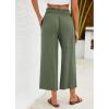 imageGRAPENT Capri Pants for Women High Waisted Wide Leg Linen Palazzo Trousers Pull On Elastic Smock Waist Loose Flowy PantsArmy Green