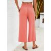 imageGRAPENT Capri Pants for Women High Waisted Wide Leg Linen Palazzo Trousers Pull On Elastic Smock Waist Loose Flowy PantsCoral