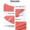 imageGRAPENT Capri Pants for Women High Waisted Wide Leg Linen Palazzo Trousers Pull On Elastic Smock Waist Loose Flowy PantsCoral