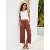 imageGRAPENT Capri Pants for Women High Waisted Wide Leg Linen Palazzo Trousers Pull On Elastic Smock Waist Loose Flowy PantsRust