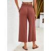 imageGRAPENT Capri Pants for Women High Waisted Wide Leg Linen Palazzo Trousers Pull On Elastic Smock Waist Loose Flowy PantsRust