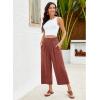 imageGRAPENT Capri Pants for Women High Waisted Wide Leg Linen Palazzo Trousers Pull On Elastic Smock Waist Loose Flowy PantsRust