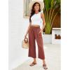 imageGRAPENT Capri Pants for Women High Waisted Wide Leg Linen Palazzo Trousers Pull On Elastic Smock Waist Loose Flowy PantsRust