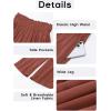 imageGRAPENT Capri Pants for Women High Waisted Wide Leg Linen Palazzo Trousers Pull On Elastic Smock Waist Loose Flowy PantsRust