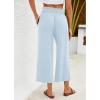 imageGRAPENT Capri Pants for Women High Waisted Wide Leg Linen Palazzo Trousers Pull On Elastic Smock Waist Loose Flowy PantsSky Blue