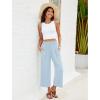 imageGRAPENT Capri Pants for Women High Waisted Wide Leg Linen Palazzo Trousers Pull On Elastic Smock Waist Loose Flowy PantsSky Blue