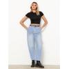 imageGRAPENT Barrel Jeans for Women High Waisted Trendy Wide Leg Baggy Ankle Length Stretchy Denim Trouser Jeans with PocketsCrystal Blue