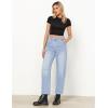 imageGRAPENT Barrel Jeans for Women High Waisted Trendy Wide Leg Baggy Ankle Length Stretchy Denim Trouser Jeans with PocketsCrystal Blue