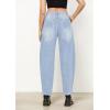 imageGRAPENT Barrel Jeans for Women High Waisted Trendy Wide Leg Baggy Ankle Length Stretchy Denim Trouser Jeans with PocketsCrystal Blue