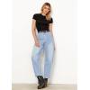 imageGRAPENT Barrel Jeans for Women High Waisted Trendy Wide Leg Baggy Ankle Length Stretchy Denim Trouser Jeans with PocketsCrystal Blue