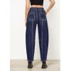 imageGRAPENT Barrel Jeans for Women High Waisted Trendy Wide Leg Baggy Ankle Length Stretchy Denim Trouser Jeans with PocketsNightfall Blue
