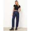 imageGRAPENT Barrel Jeans for Women High Waisted Trendy Wide Leg Baggy Ankle Length Stretchy Denim Trouser Jeans with PocketsNightfall Blue