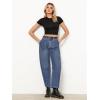 imageGRAPENT Barrel Jeans for Women High Waisted Trendy Wide Leg Baggy Ankle Length Stretchy Denim Trouser Jeans with PocketsSeaport Blue