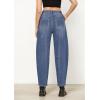 imageGRAPENT Barrel Jeans for Women High Waisted Trendy Wide Leg Baggy Ankle Length Stretchy Denim Trouser Jeans with PocketsSeaport Blue
