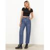 imageGRAPENT Barrel Jeans for Women High Waisted Trendy Wide Leg Baggy Ankle Length Stretchy Denim Trouser Jeans with PocketsSeaport Blue