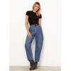 imageGRAPENT Barrel Jeans for Women High Waisted Trendy Wide Leg Baggy Ankle Length Stretchy Denim Trouser Jeans with PocketsSeaport Blue