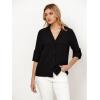imageGRAPENT Linen Shirts for Women Trendy Button Down Long Sleeve Shirts Dressy Causal Summer Loose Fit Tops with PocketsBlack