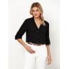 imageGRAPENT Linen Shirts for Women Trendy Button Down Long Sleeve Shirts Dressy Causal Summer Loose Fit Tops with PocketsBlack