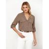 imageGRAPENT Linen Shirts for Women Trendy Button Down Long Sleeve Shirts Dressy Causal Summer Loose Fit Tops with PocketsCoco Mocha