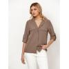 imageGRAPENT Linen Shirts for Women Trendy Button Down Long Sleeve Shirts Dressy Causal Summer Loose Fit Tops with PocketsCoco Mocha
