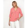 imageGRAPENT Linen Shirts for Women Trendy Button Down Long Sleeve Shirts Dressy Causal Summer Loose Fit Tops with PocketsCoral Red