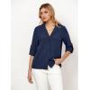 imageGRAPENT Linen Shirts for Women Trendy Button Down Long Sleeve Shirts Dressy Causal Summer Loose Fit Tops with PocketsDark Blue