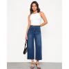 imageGRAPENT Wide Leg Jeans Woman Trendy Cropped High Waisted Front Seam Casual Stretchy Denim Trouser Jeans with PocketsClassic Blue